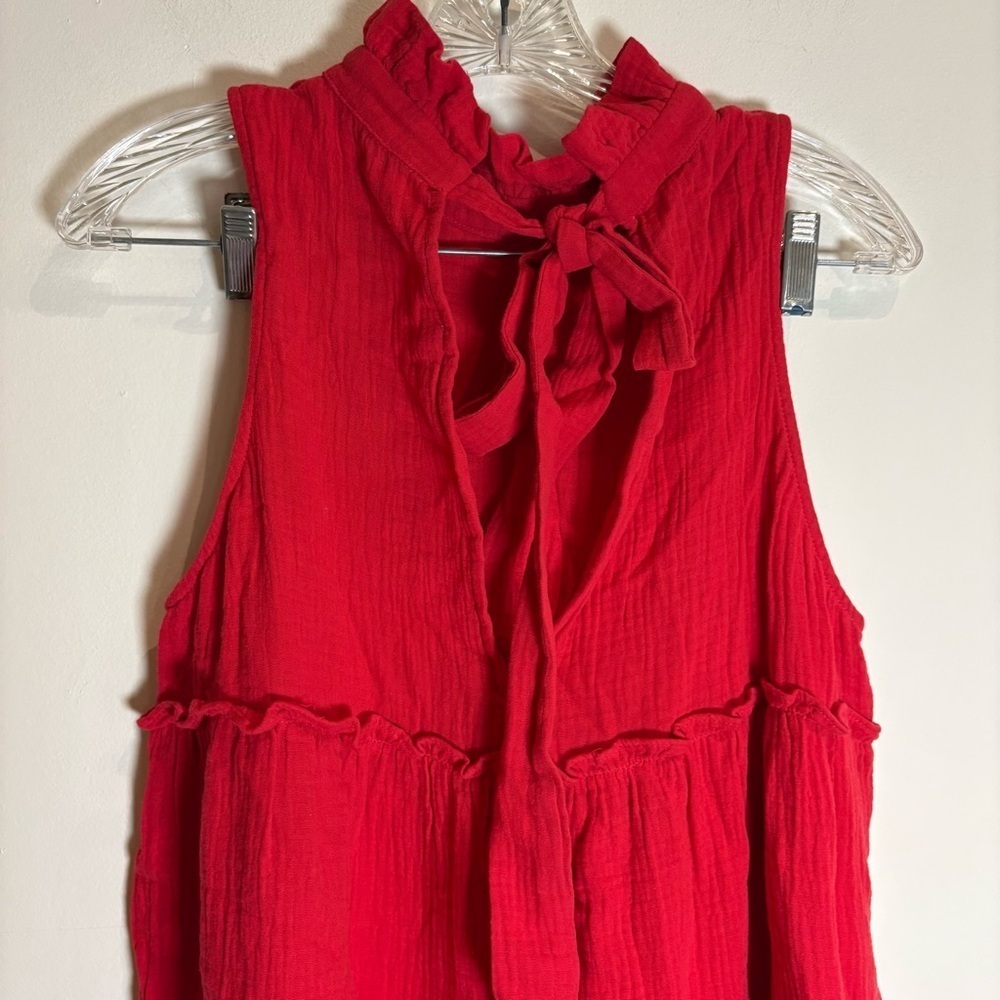 Tuckernuck Pomander Place Red Lightweight Cotton Gauze Morgan Dress Medium - Picture 6 of 8